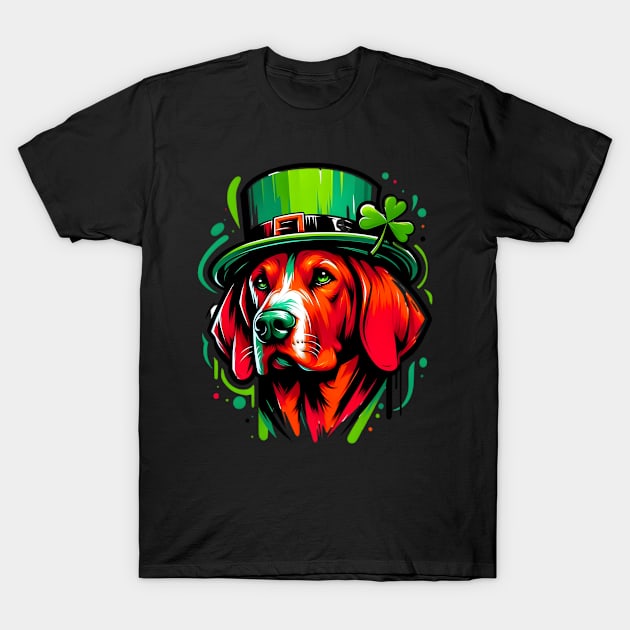 Redbone Coonhound Enjoys Saint Patrick's Day Festivities T-Shirt by ArtRUs